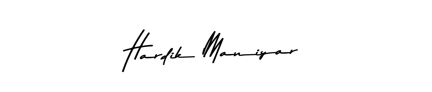 Create a beautiful signature design for name Hardik Maniyar. With this signature (Asem Kandis PERSONAL USE) fonts, you can make a handwritten signature for free. Hardik Maniyar signature style 9 images and pictures png