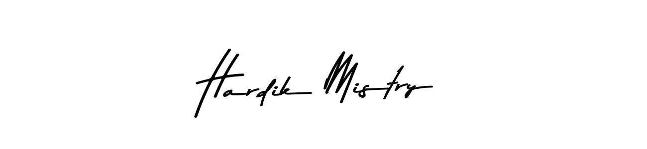 How to make Hardik Mistry name signature. Use Asem Kandis PERSONAL USE style for creating short signs online. This is the latest handwritten sign. Hardik Mistry signature style 9 images and pictures png