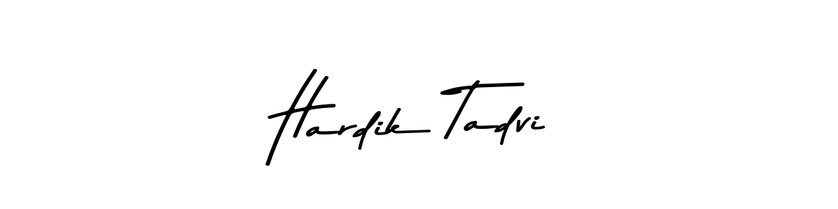 How to make Hardik Tadvi name signature. Use Asem Kandis PERSONAL USE style for creating short signs online. This is the latest handwritten sign. Hardik Tadvi signature style 9 images and pictures png