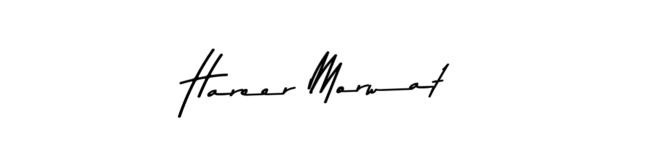 How to make Hareer Morwat name signature. Use Asem Kandis PERSONAL USE style for creating short signs online. This is the latest handwritten sign. Hareer Morwat signature style 9 images and pictures png