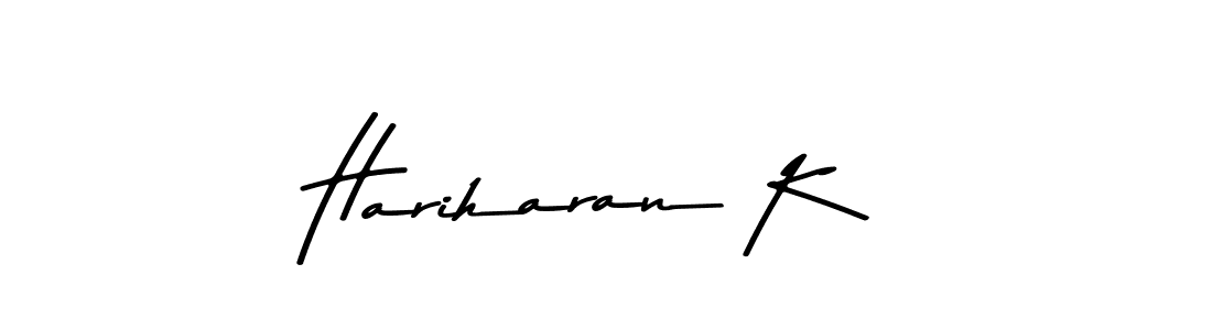 Create a beautiful signature design for name Hariharan K. With this signature (Asem Kandis PERSONAL USE) fonts, you can make a handwritten signature for free. Hariharan K signature style 9 images and pictures png