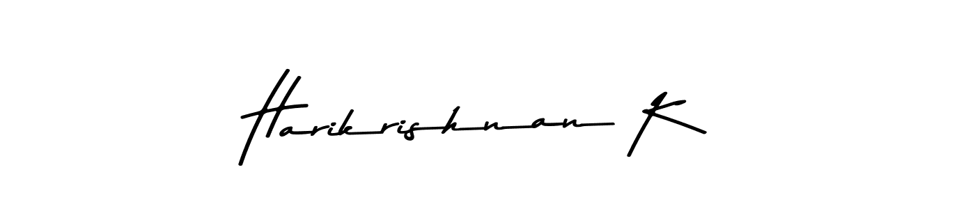 How to make Harikrishnan K name signature. Use Asem Kandis PERSONAL USE style for creating short signs online. This is the latest handwritten sign. Harikrishnan K signature style 9 images and pictures png