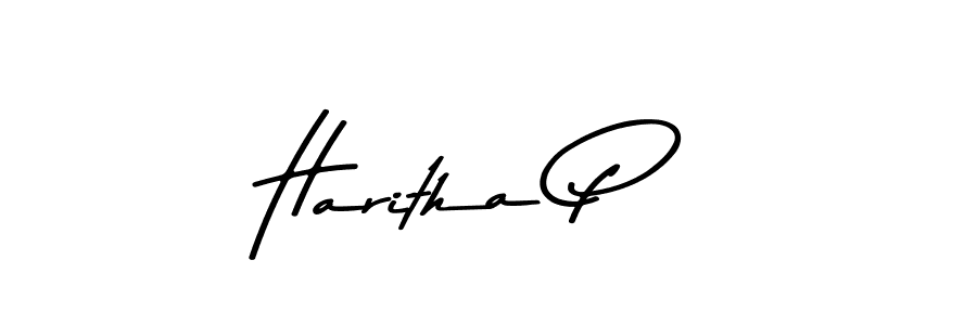 Create a beautiful signature design for name Haritha P. With this signature (Asem Kandis PERSONAL USE) fonts, you can make a handwritten signature for free. Haritha P signature style 9 images and pictures png