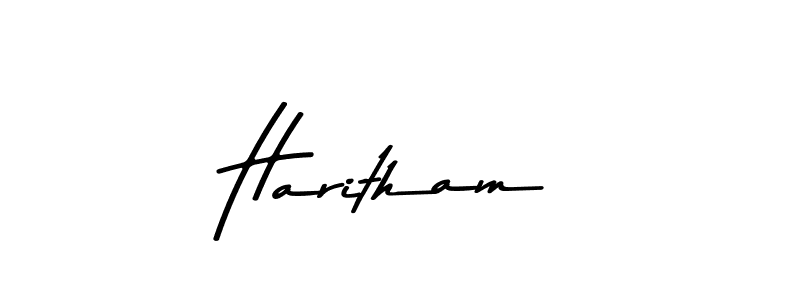 Make a beautiful signature design for name Haritham. With this signature (Asem Kandis PERSONAL USE) style, you can create a handwritten signature for free. Haritham signature style 9 images and pictures png