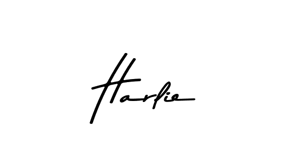 Create a beautiful signature design for name Harlie. With this signature (Asem Kandis PERSONAL USE) fonts, you can make a handwritten signature for free. Harlie signature style 9 images and pictures png