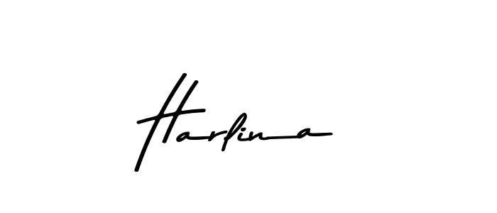 Create a beautiful signature design for name Harlina. With this signature (Asem Kandis PERSONAL USE) fonts, you can make a handwritten signature for free. Harlina signature style 9 images and pictures png