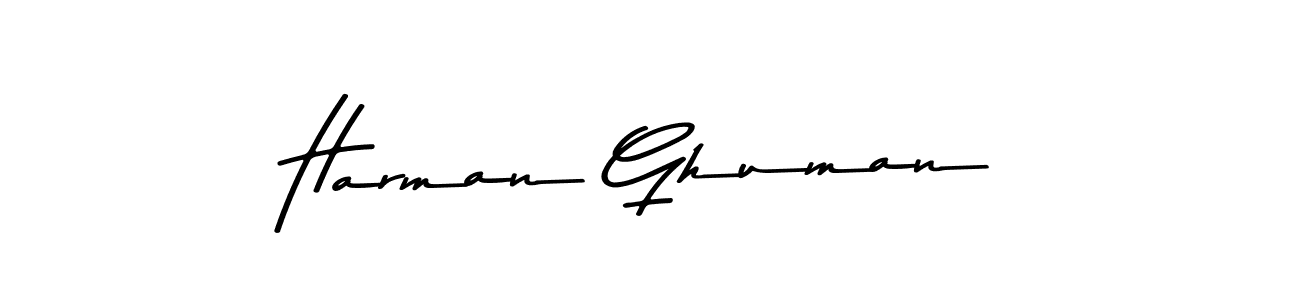 Make a beautiful signature design for name Harman Ghuman. With this signature (Asem Kandis PERSONAL USE) style, you can create a handwritten signature for free. Harman Ghuman signature style 9 images and pictures png