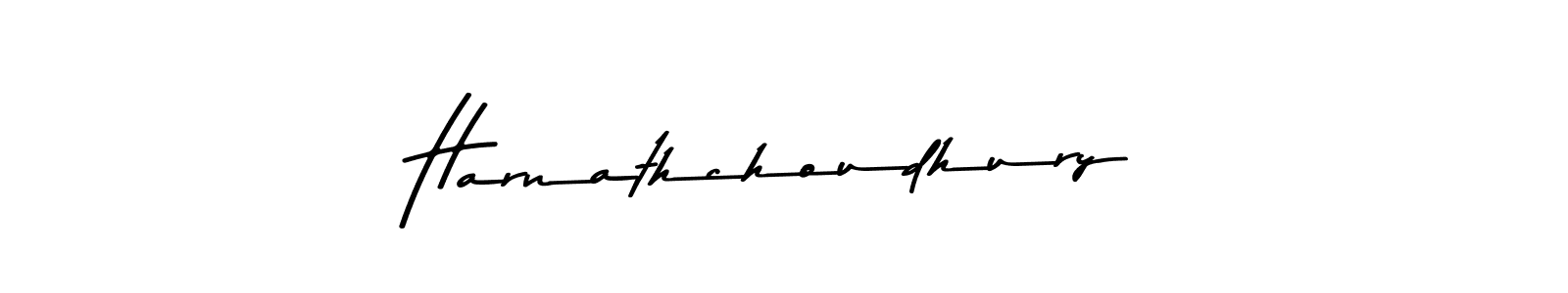 How to make Harnathchoudhury name signature. Use Asem Kandis PERSONAL USE style for creating short signs online. This is the latest handwritten sign. Harnathchoudhury signature style 9 images and pictures png