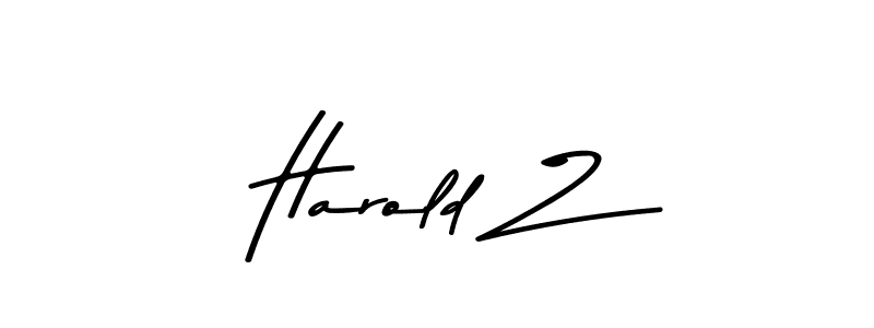 How to make Harold Z name signature. Use Asem Kandis PERSONAL USE style for creating short signs online. This is the latest handwritten sign. Harold Z signature style 9 images and pictures png