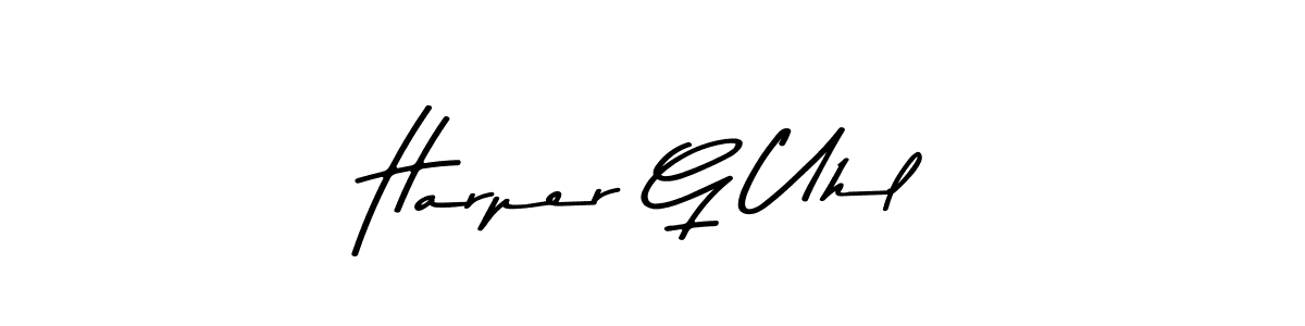How to make Harper G Uhl name signature. Use Asem Kandis PERSONAL USE style for creating short signs online. This is the latest handwritten sign. Harper G Uhl signature style 9 images and pictures png