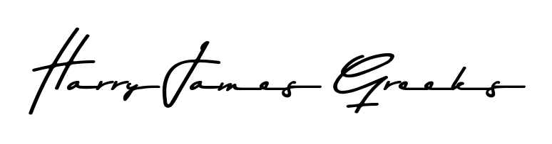 Explore multiple handwriting variations for Harry James Greeks including this stunning Asem Kandis PERSONAL USE design. Free to use across all platforms. Harry James Greeks signature style 9 images and pictures png