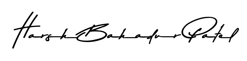 Try this chic Harsh Bahadur Patel handwritten sign style. Using Asem Kandis PERSONAL USE font elements, it gives your name a sleek, memorable identity. Harsh Bahadur Patel signature style 9 images and pictures png