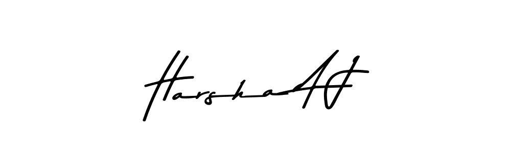 How to make Harsha A J name signature. Use Asem Kandis PERSONAL USE style for creating short signs online. This is the latest handwritten sign. Harsha A J signature style 9 images and pictures png