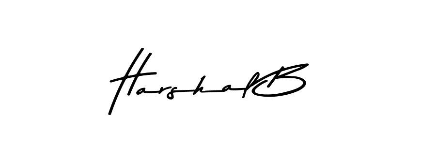 How to make Harshal B name signature. Use Asem Kandis PERSONAL USE style for creating short signs online. This is the latest handwritten sign. Harshal B signature style 9 images and pictures png