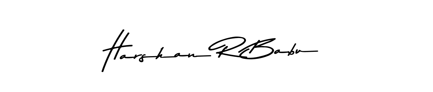 How to make Harshan R Babu name signature. Use Asem Kandis PERSONAL USE style for creating short signs online. This is the latest handwritten sign. Harshan R Babu signature style 9 images and pictures png