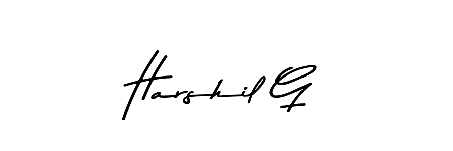 Make a beautiful signature design for name Harshil G. With this signature (Asem Kandis PERSONAL USE) style, you can create a handwritten signature for free. Harshil G signature style 9 images and pictures png