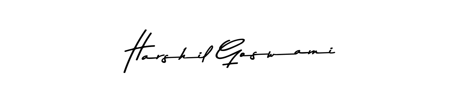 Create a beautiful signature design for name Harshil Goswami. With this signature (Asem Kandis PERSONAL USE) fonts, you can make a handwritten signature for free. Harshil Goswami signature style 9 images and pictures png