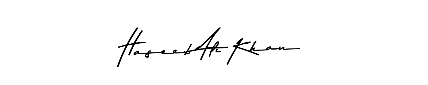 Create a beautiful signature design for name Haseeb Ali Khan. With this signature (Asem Kandis PERSONAL USE) fonts, you can make a handwritten signature for free. Haseeb Ali Khan signature style 9 images and pictures png