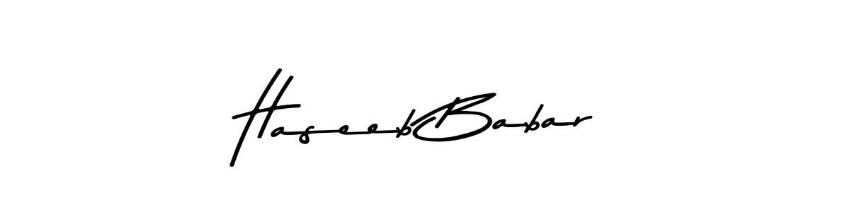 How to make Haseeb Babar name signature. Use Asem Kandis PERSONAL USE style for creating short signs online. This is the latest handwritten sign. Haseeb Babar signature style 9 images and pictures png