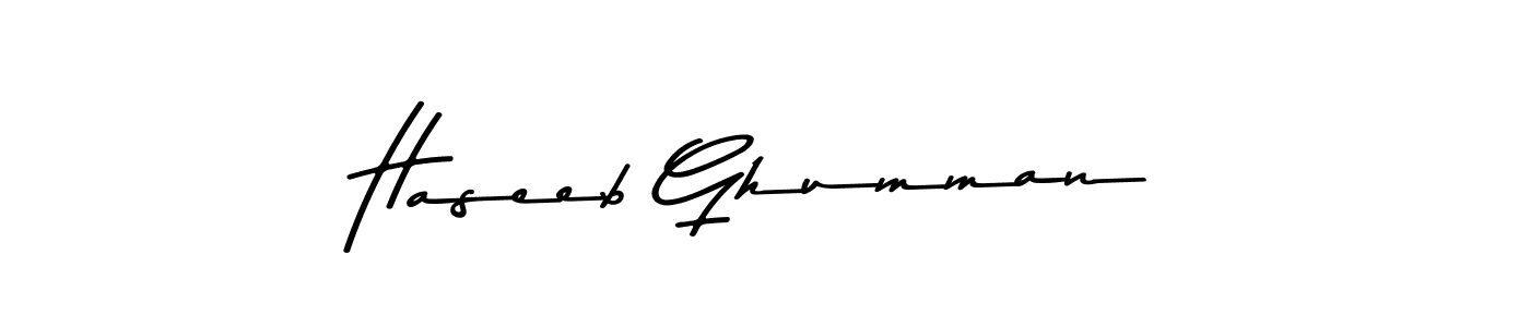 How to make Haseeb Ghumman name signature. Use Asem Kandis PERSONAL USE style for creating short signs online. This is the latest handwritten sign. Haseeb Ghumman signature style 9 images and pictures png