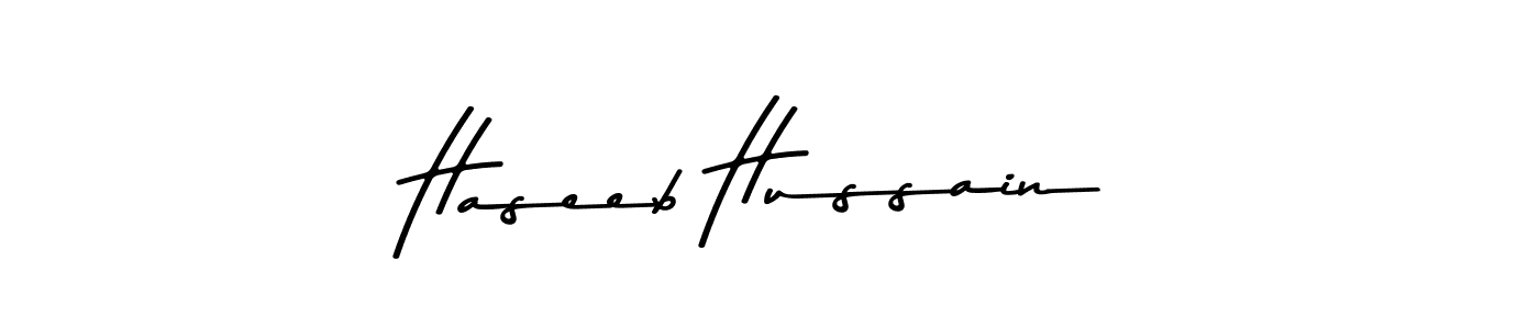 Create a beautiful signature design for name Haseeb Hussain. With this signature (Asem Kandis PERSONAL USE) fonts, you can make a handwritten signature for free. Haseeb Hussain signature style 9 images and pictures png