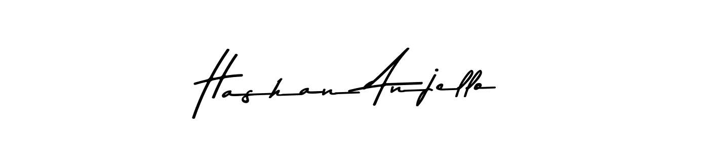 How to make Hashan Anjello name signature. Use Asem Kandis PERSONAL USE style for creating short signs online. This is the latest handwritten sign. Hashan Anjello signature style 9 images and pictures png