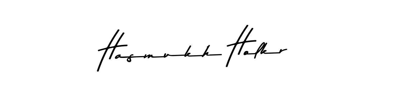 Create a beautiful signature design for name Hasmukh Holkr. With this signature (Asem Kandis PERSONAL USE) fonts, you can make a handwritten signature for free. Hasmukh Holkr signature style 9 images and pictures png