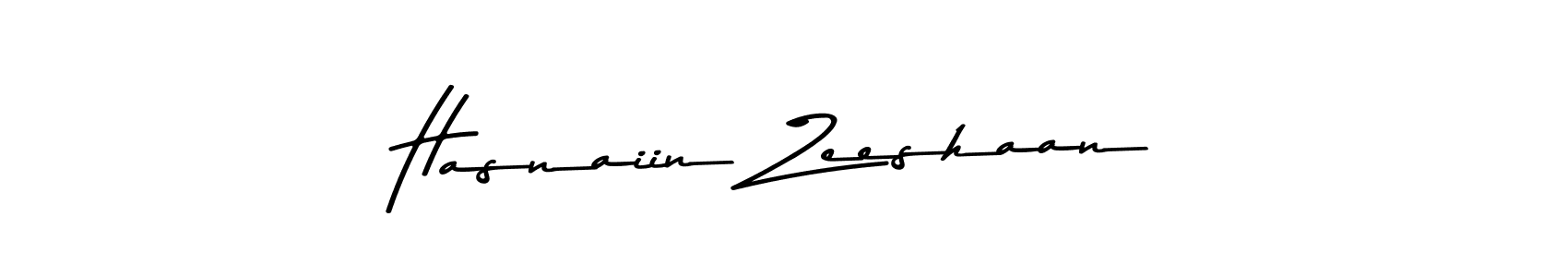 Create a beautiful signature design for name Hasnaiin Zeeshaan. With this signature (Asem Kandis PERSONAL USE) fonts, you can make a handwritten signature for free. Hasnaiin Zeeshaan signature style 9 images and pictures png