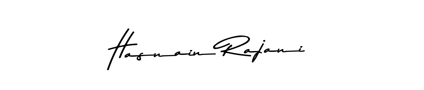 How to make Hasnain Rajani name signature. Use Asem Kandis PERSONAL USE style for creating short signs online. This is the latest handwritten sign. Hasnain Rajani signature style 9 images and pictures png