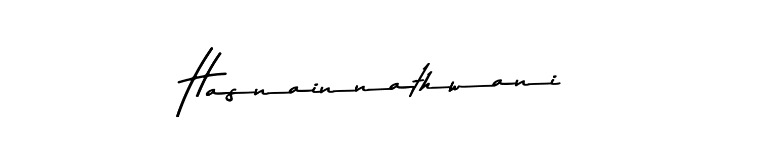 How to make Hasnainnathwani name signature. Use Asem Kandis PERSONAL USE style for creating short signs online. This is the latest handwritten sign. Hasnainnathwani signature style 9 images and pictures png