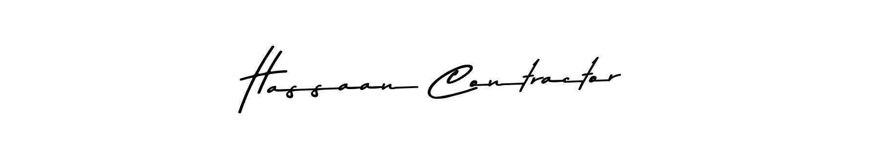 How to make Hassaan Contractor name signature. Use Asem Kandis PERSONAL USE style for creating short signs online. This is the latest handwritten sign. Hassaan Contractor signature style 9 images and pictures png