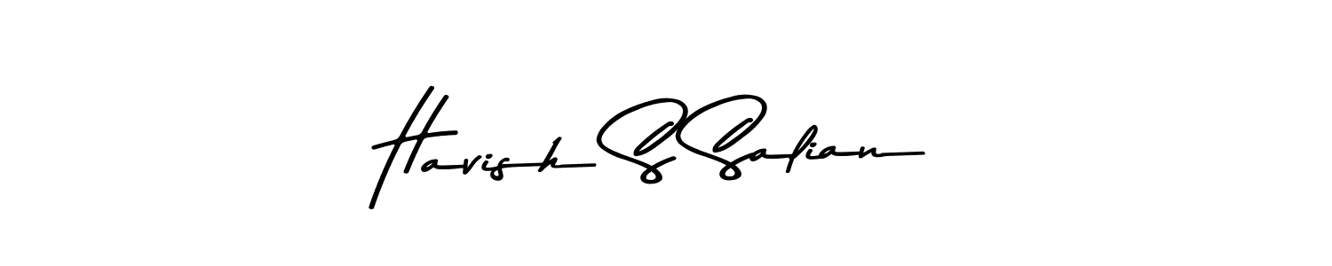 This is the best signature style for the Havish S Salian name. Also you like these signature font (Asem Kandis PERSONAL USE). Mix name signature. Havish S Salian signature style 9 images and pictures png