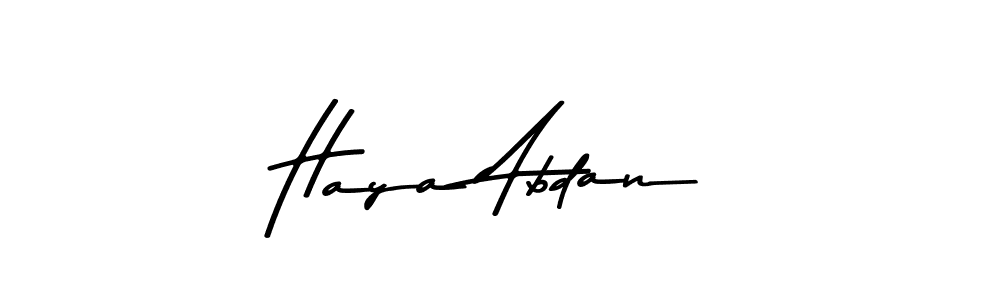 How to make Haya Abdan name signature. Use Asem Kandis PERSONAL USE style for creating short signs online. This is the latest handwritten sign. Haya Abdan signature style 9 images and pictures png