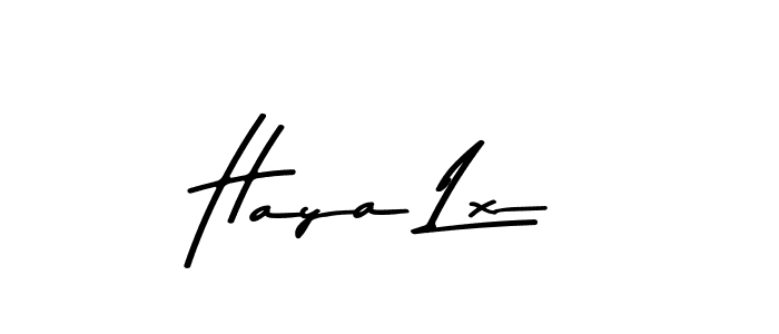 How to make Haya Lx name signature. Use Asem Kandis PERSONAL USE style for creating short signs online. This is the latest handwritten sign. Haya Lx signature style 9 images and pictures png