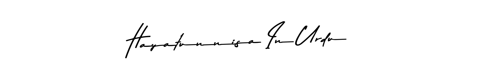 Create a beautiful signature design for name Hayatunnisa In Urdu. With this signature (Asem Kandis PERSONAL USE) fonts, you can make a handwritten signature for free. Hayatunnisa In Urdu signature style 9 images and pictures png