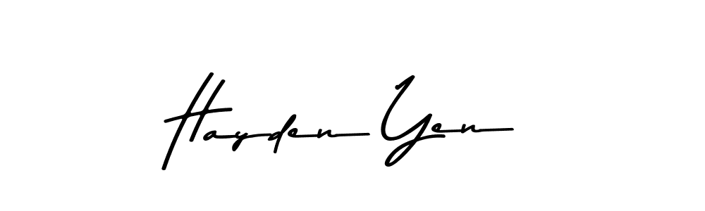 Create a beautiful signature design for name Hayden Yen. With this signature (Asem Kandis PERSONAL USE) fonts, you can make a handwritten signature for free. Hayden Yen signature style 9 images and pictures png