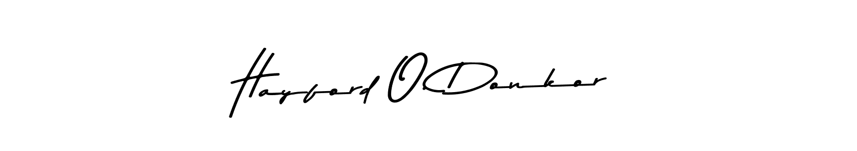 How to make Hayford O. Donkor name signature. Use Asem Kandis PERSONAL USE style for creating short signs online. This is the latest handwritten sign. Hayford O. Donkor signature style 9 images and pictures png