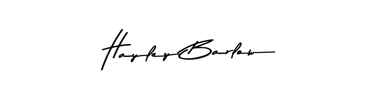 How to make Hayley Barlow name signature. Use Asem Kandis PERSONAL USE style for creating short signs online. This is the latest handwritten sign. Hayley Barlow signature style 9 images and pictures png