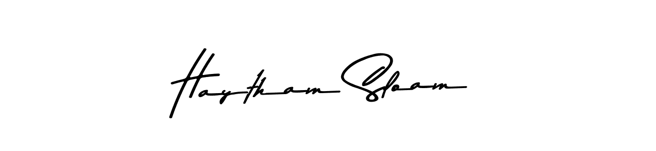 Also You can easily find your signature by using the search form. We will create Haytham Sloam name handwritten signature images for you free of cost using Asem Kandis PERSONAL USE sign style. Haytham Sloam signature style 9 images and pictures png
