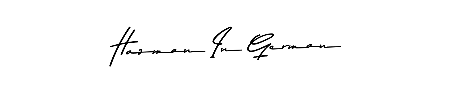 Design your own signature with our free online signature maker. With this signature software, you can create a handwritten (Asem Kandis PERSONAL USE) signature for name Hazman In German. Hazman In German signature style 9 images and pictures png