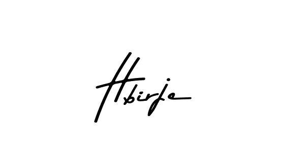 How to make Hbirje name signature. Use Asem Kandis PERSONAL USE style for creating short signs online. This is the latest handwritten sign. Hbirje signature style 9 images and pictures png