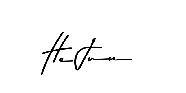 How to make He Jun name signature. Use Asem Kandis PERSONAL USE style for creating short signs online. This is the latest handwritten sign. He Jun signature style 9 images and pictures png