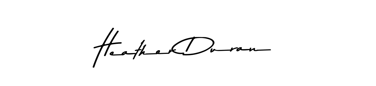 Make a beautiful signature design for name Heather Duran. With this signature (Asem Kandis PERSONAL USE) style, you can create a handwritten signature for free. Heather Duran signature style 9 images and pictures png