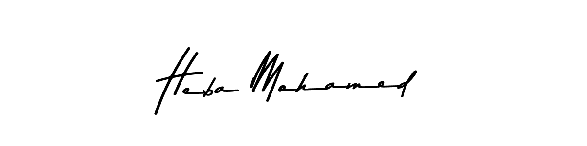 Create a beautiful signature design for name Heba Mohamed. With this signature (Asem Kandis PERSONAL USE) fonts, you can make a handwritten signature for free. Heba Mohamed signature style 9 images and pictures png