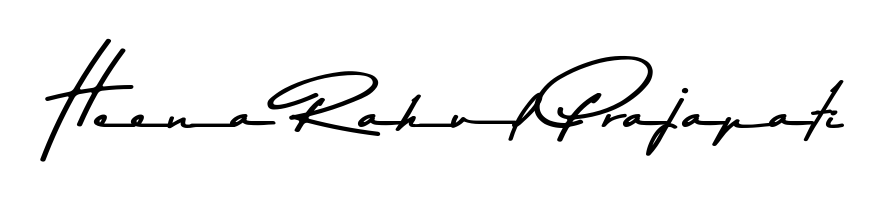 A dynamic signature style for Heena Rahul Prajapati using Asem Kandis PERSONAL USE script. Designed to look authentic, handwritten, and professional. Heena Rahul Prajapati signature style 9 images and pictures png