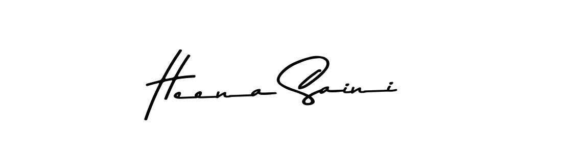 How to make Heena Saini name signature. Use Asem Kandis PERSONAL USE style for creating short signs online. This is the latest handwritten sign. Heena Saini signature style 9 images and pictures png