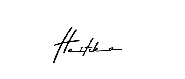 How to make Heitika name signature. Use Asem Kandis PERSONAL USE style for creating short signs online. This is the latest handwritten sign. Heitika signature style 9 images and pictures png