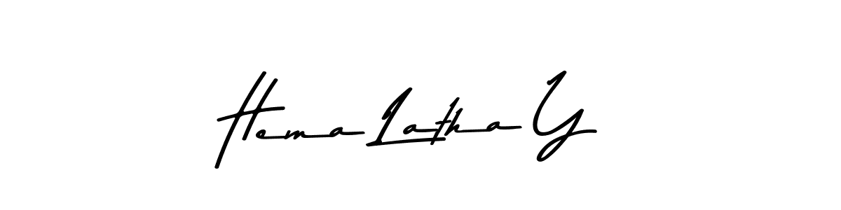 How to make Hema Latha Y name signature. Use Asem Kandis PERSONAL USE style for creating short signs online. This is the latest handwritten sign. Hema Latha Y signature style 9 images and pictures png