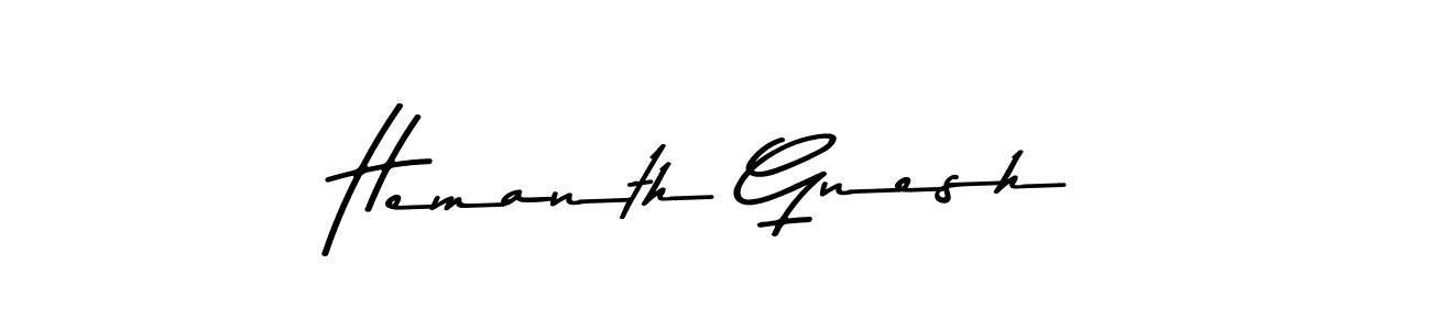 How to make Hemanth Gnesh name signature. Use Asem Kandis PERSONAL USE style for creating short signs online. This is the latest handwritten sign. Hemanth Gnesh signature style 9 images and pictures png