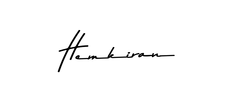 How to make Hemkiran name signature. Use Asem Kandis PERSONAL USE style for creating short signs online. This is the latest handwritten sign. Hemkiran signature style 9 images and pictures png